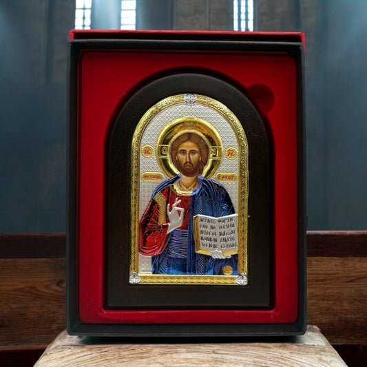 Icoană Iisus Hristos, din argint, de la Biserica Sfântul Mormânt din Ierusalim image 0