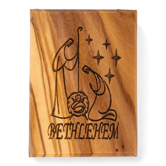 Magnet din lemn „Bethlehem” – scenă minimalistă a Nașterii image 0