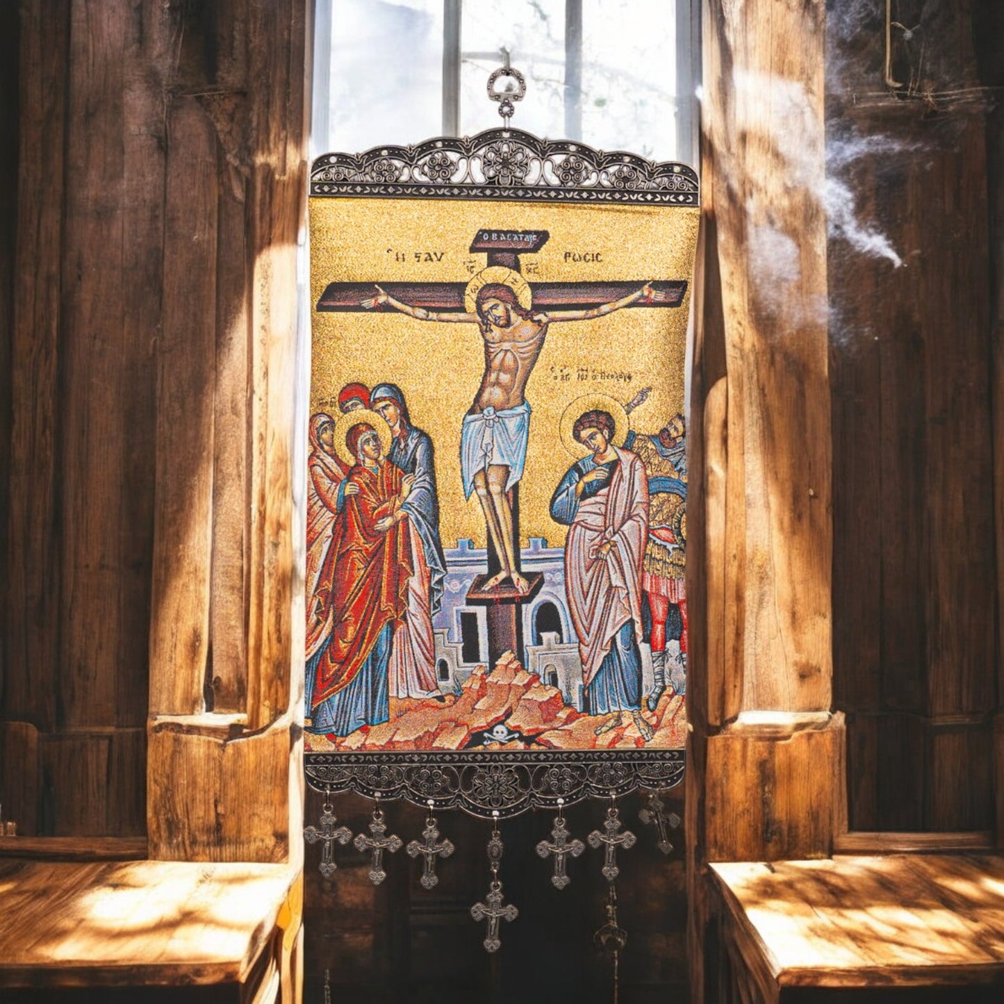 Icoană Tapiserie Fină – Răstignirea Mântuitorului Iisus Hristos image 0