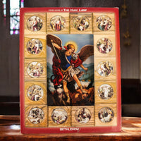 Icoană Sfântul Arhanghel Mihail, cu Cele 14 Stații ale Crucii – Realizată Manual în Bethlehem image 4