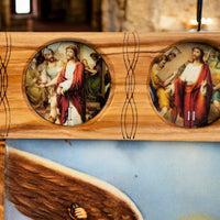 Icoană Sfântul Arhanghel Mihail, cu Cele 14 Stații ale Crucii – Realizată Manual în Bethlehem image 2