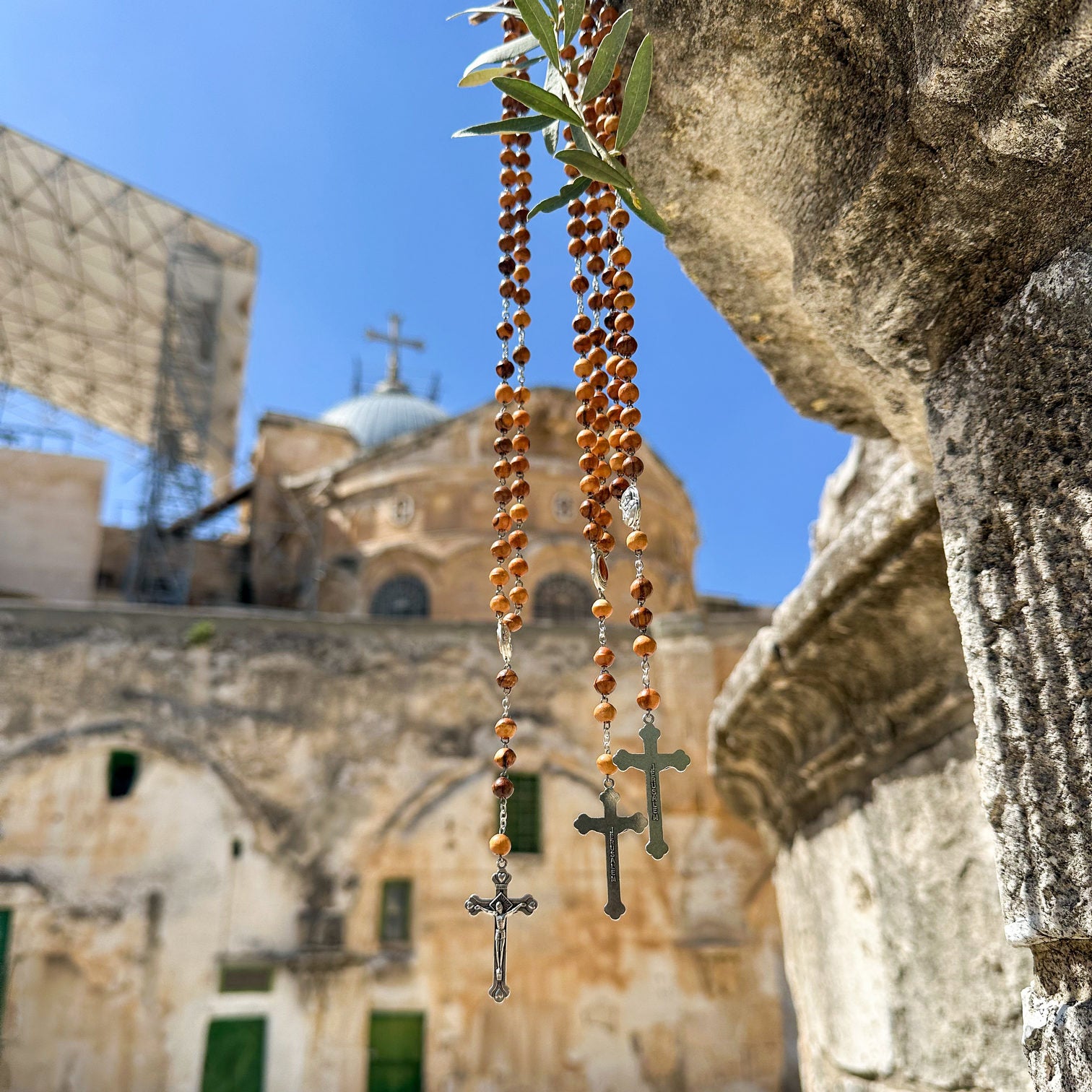 Metanier din lemn de măslin, realizat manual în Bethlehem. Sfintit la piatra ungerii image 2