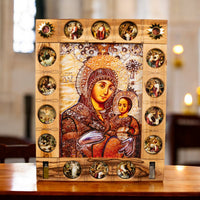 Icoană „Maica Domnului din Bethlehem”, cu Cele 14 Stații ale Crucii image 0