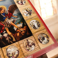 Icoană Sfântul Arhanghel Mihail, cu Cele 14 Stații ale Crucii – Realizată Manual în Bethlehem image 3