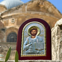 Icoană Iisus Hristos din Ierusalim placata cu argint. Sfintita la Piatra Ungerii de la Mormantul Sfant image 1