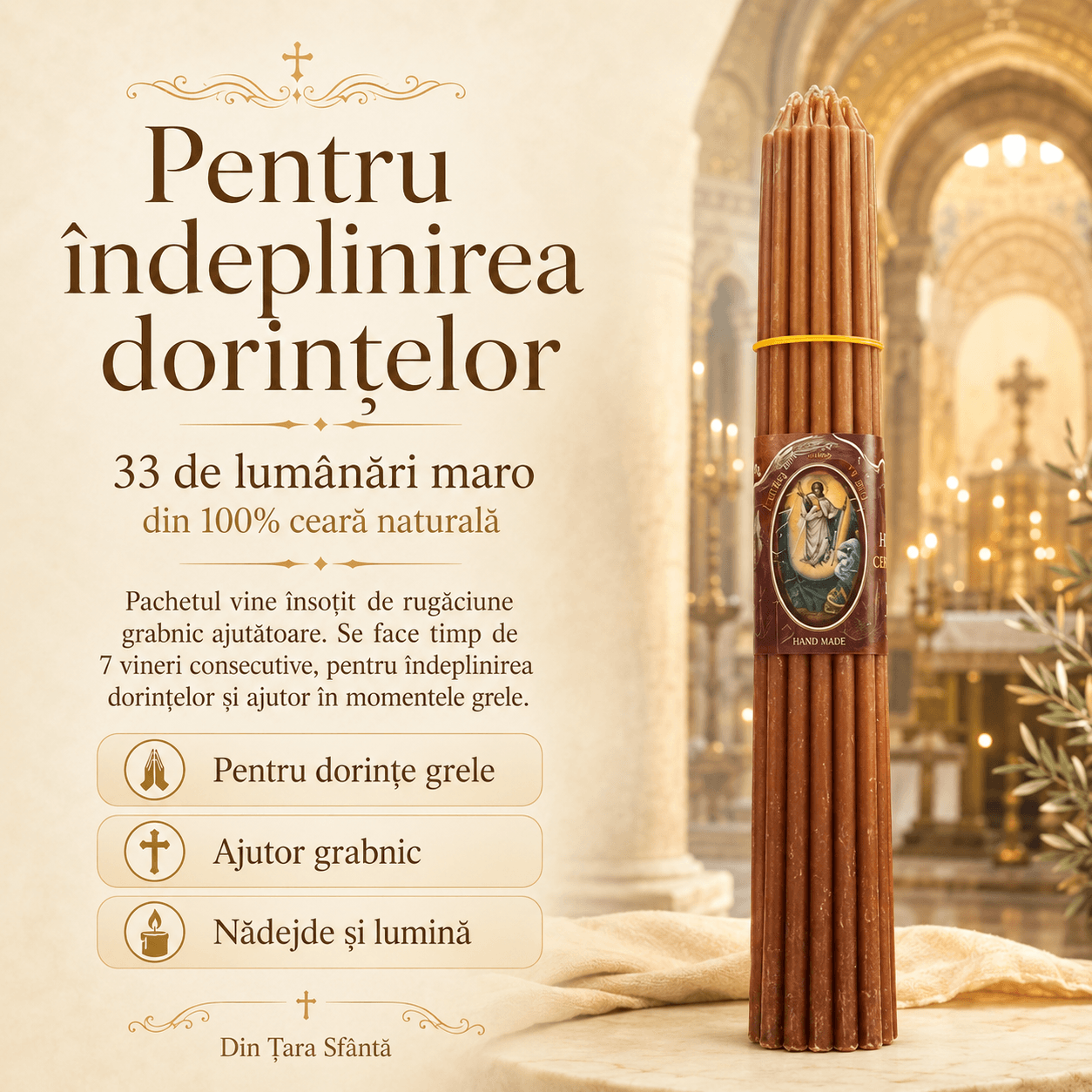 Pachetul celor 33 de Lumânări ale lui Iisus Hristos de la Biserica Sfântul Mormânt din Ierusalim