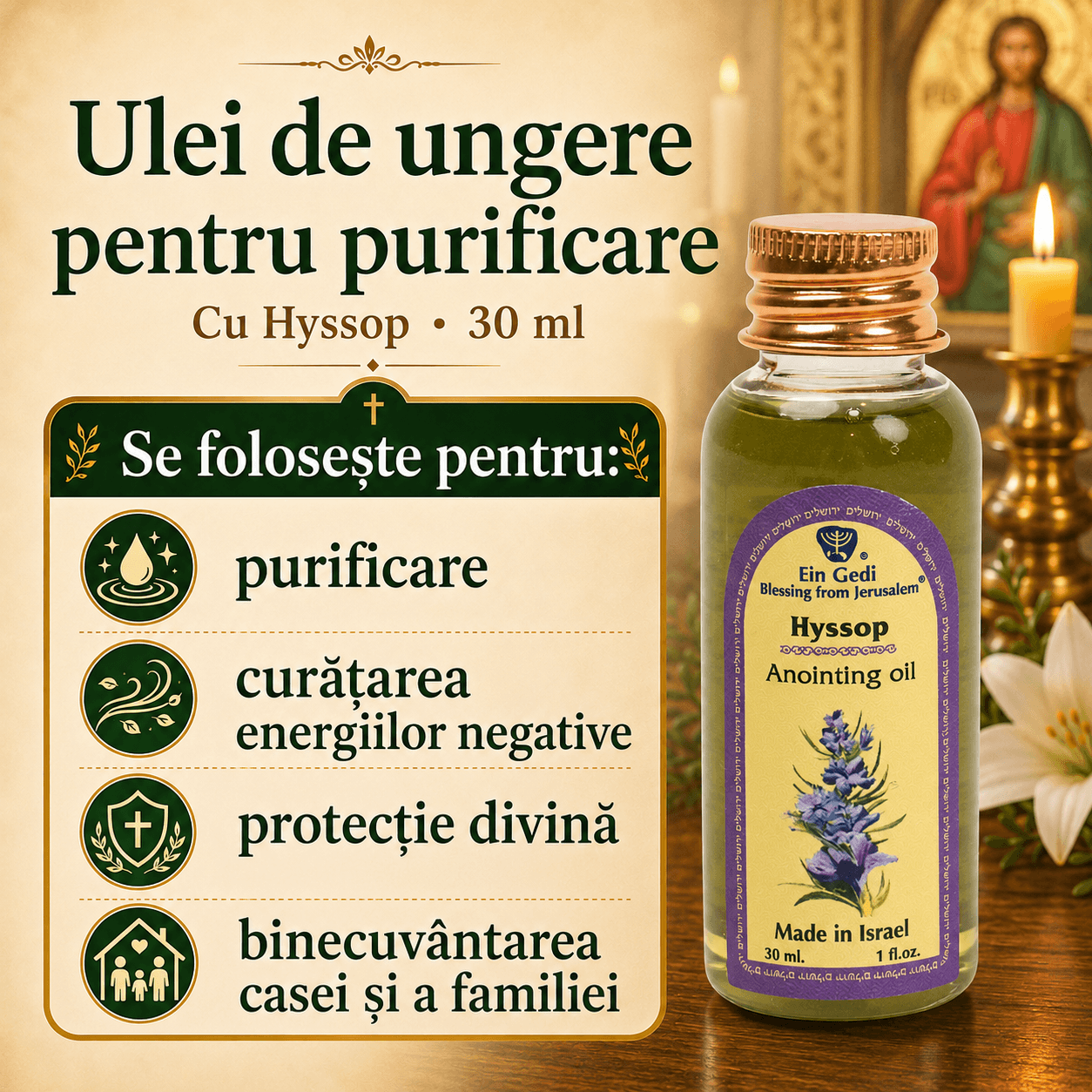 Ulei de Ungere pentru Purificare – Hyssop (Zea mays), 30 ml