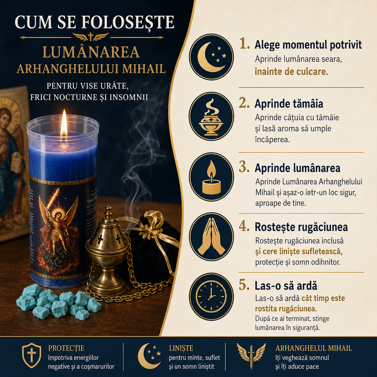 Lumânarea Arhanghelului Mihail pentru vise urâte, frici nocturne și insomnii