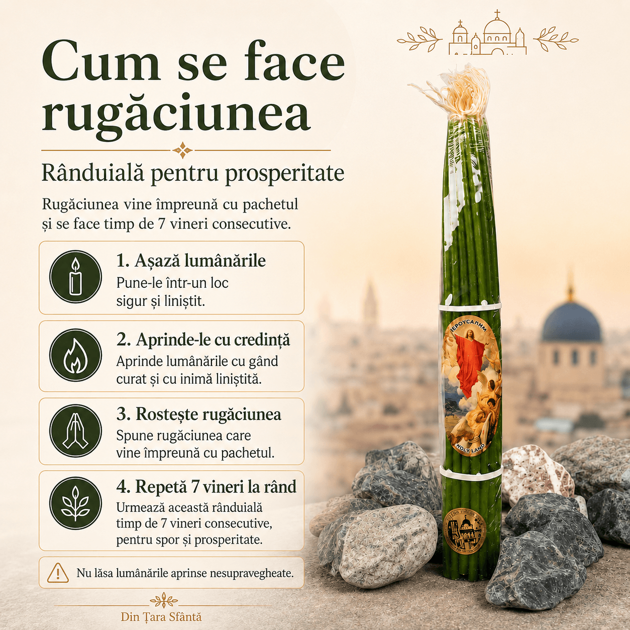 Pachetul celor 33 de lumânări verzi - Pentru prosperitate