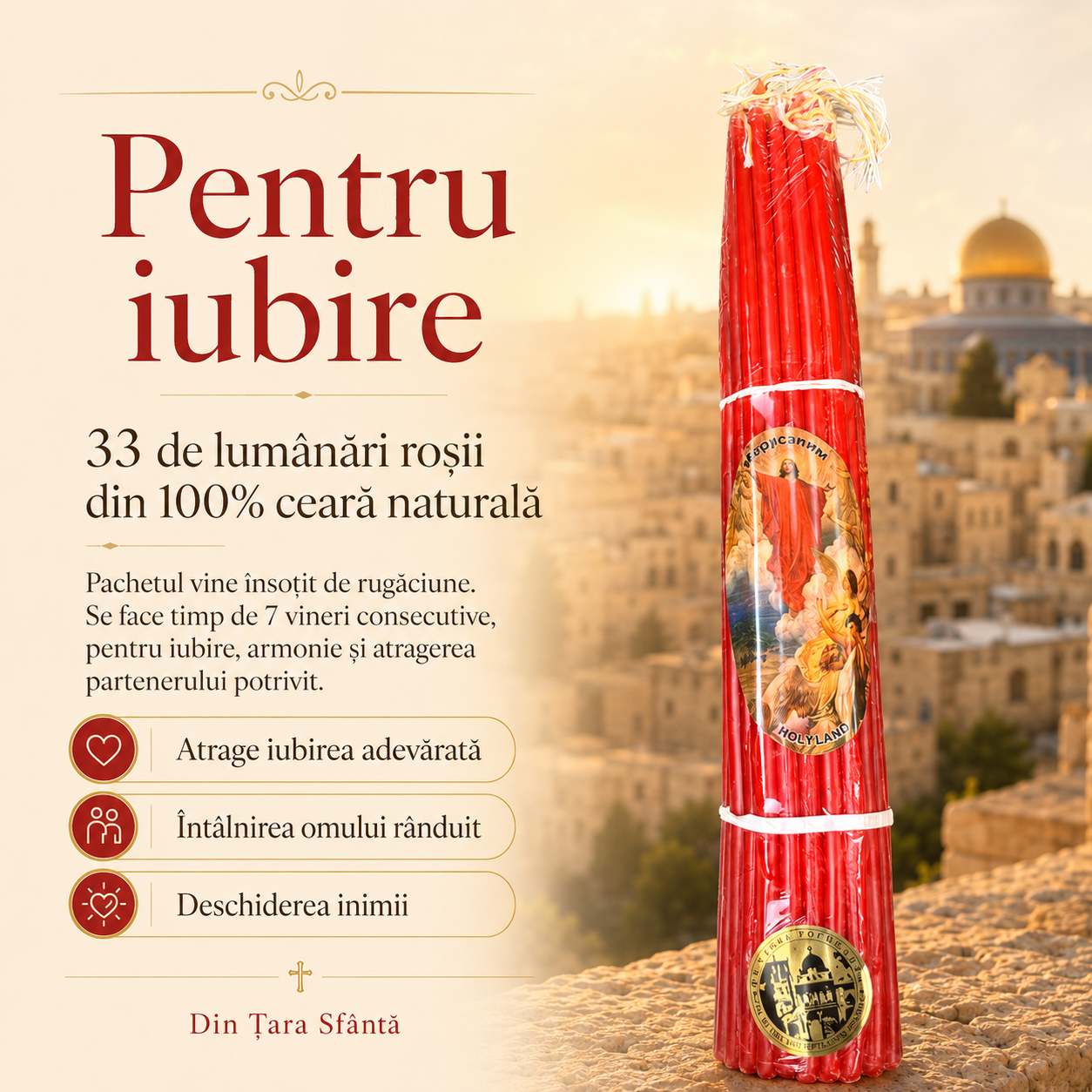 Pachetul celor 33 de lumânări roșii - Pentru iubire