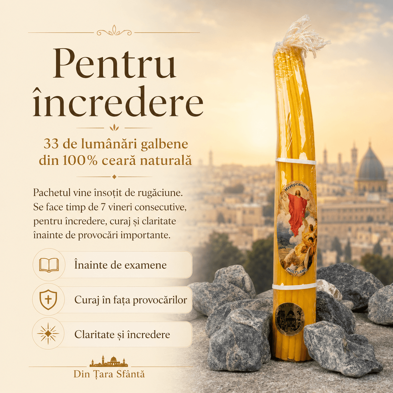 Pachetul celor 33 de lumânări galbene - Pentru încredere