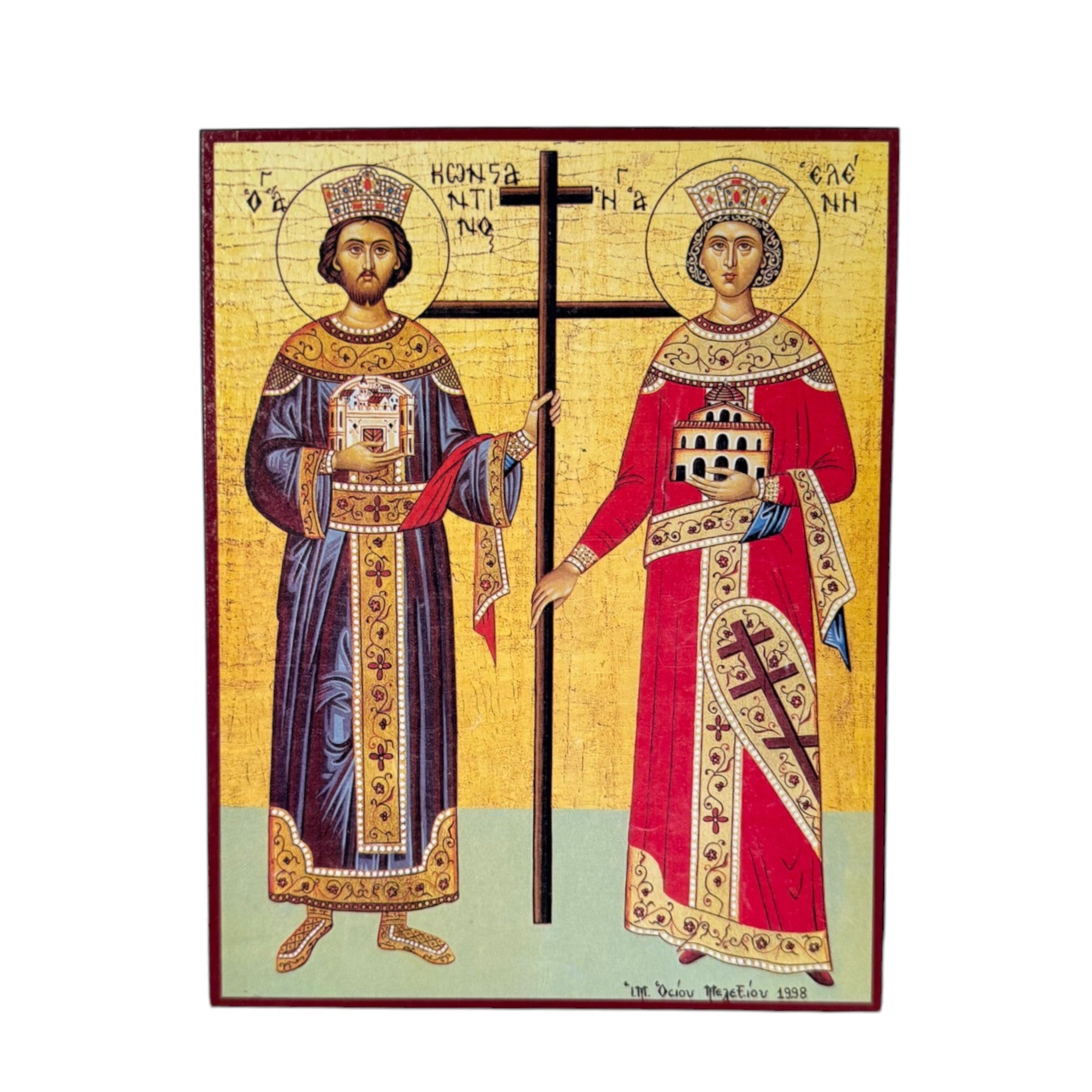 Icoana Sfintii Imparati Constantin si Elena - Ocrotitorii Crucii, pe Lemn