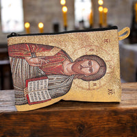 Portofel cu icoană ortodoxă tapițat din Ierusalim image 1