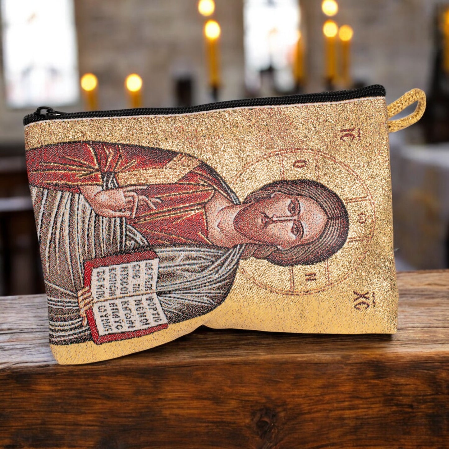 Portofel cu icoană ortodoxă tapițat din Ierusalim image 1