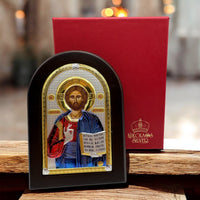 Icoană Iisus Hristos, din argint, de la Biserica Sfântul Mormânt din Ierusalim image 1
