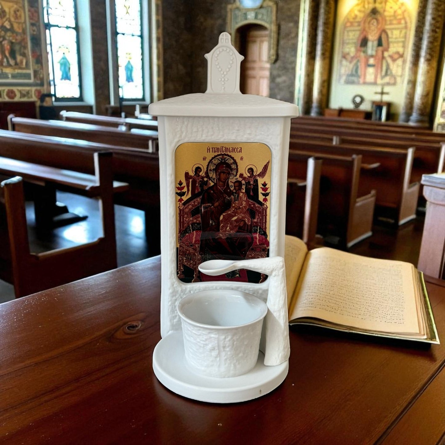 Candelă din porțelan „Maica Domnului Pantanasa – Vindecătoarea de cancer” image 1