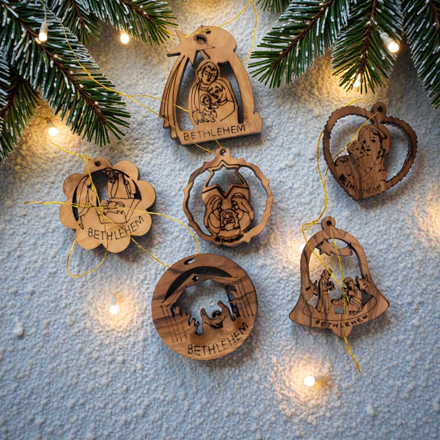 Set 6 decorațiuni brad „Nașterea Domnului – Bethlehem” image 1