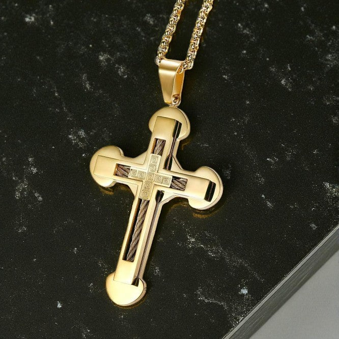 Colier cu Cruce Eterna Auriu image 1